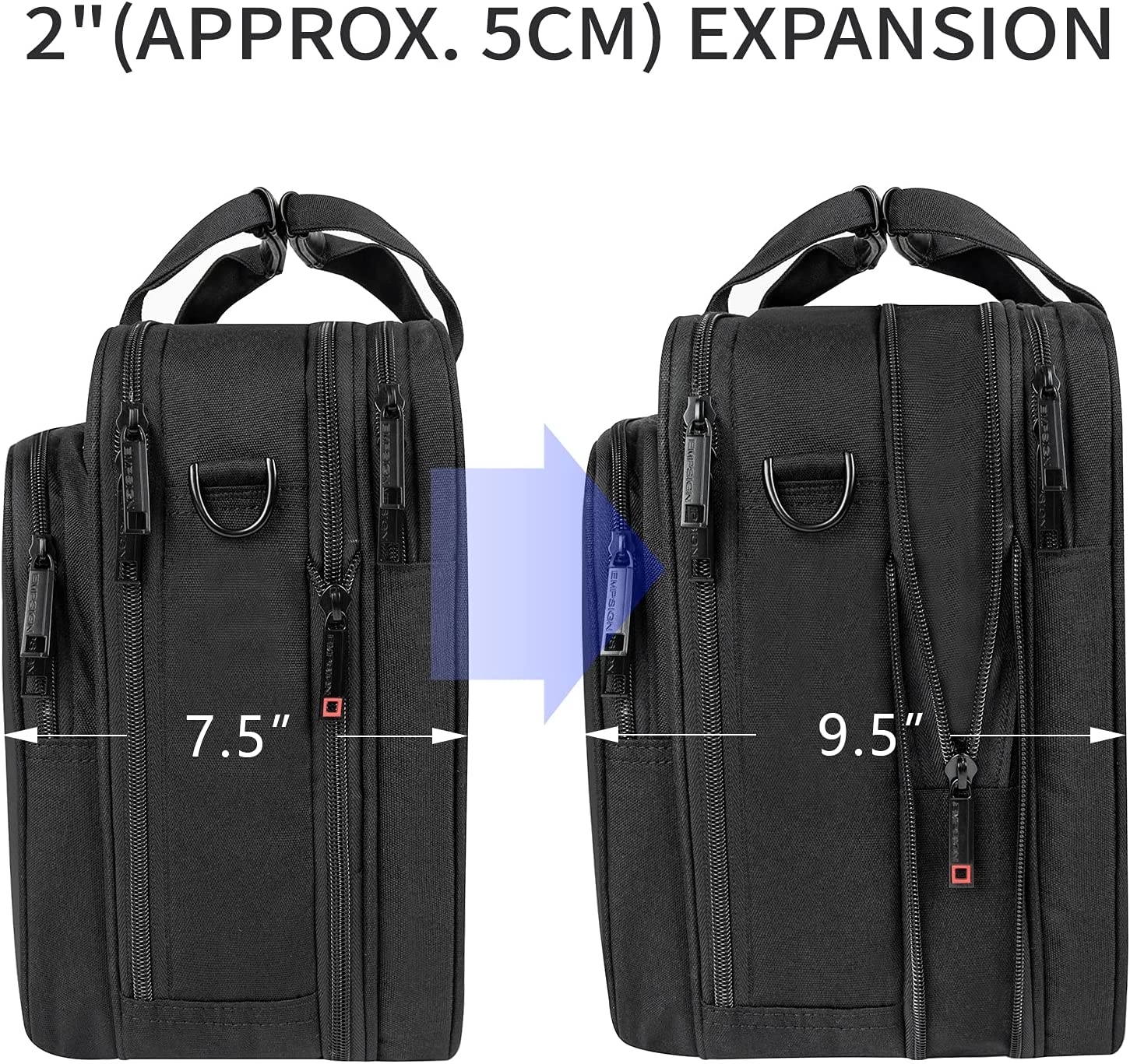 EMPSIGN Laptop Case Briefcase, 17.3 Inch Laptop Bag Expandable Messenger Bag for Men & Women Water Repellent, RFID Blocking Shoulder Bag Canvas Bag for Work, Business Commute Travel School-Black - Image 3